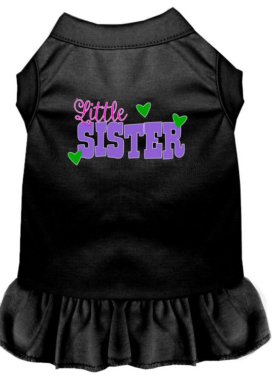 Little Sister Screen Print Dog Dress Black 4X